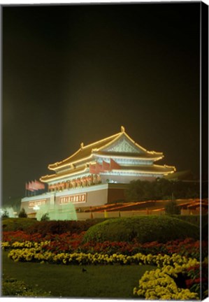 Framed Night View of Tian An Men Tower, Beijing, China Print