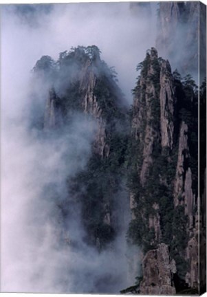 Framed Mt Huangshan in Mist, China Print