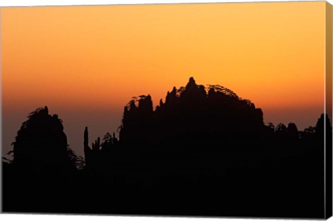 Framed Mt Huangshan (Yellow Mountain) at Sunset, China Print