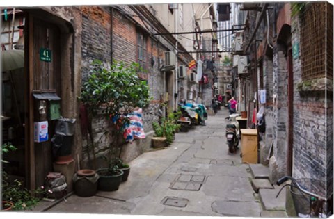Framed Narrow lanes in traditional residence, Shanghai, China Print