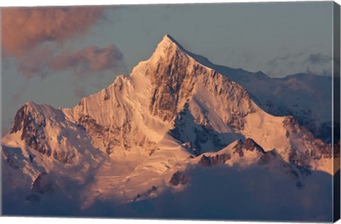 Framed South Georgia Island. Mountain peak at dawn Print