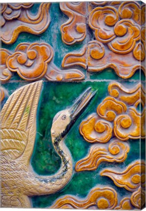 Framed Tile mural of swans and clouds in Forbidden City, Beijing, China Print