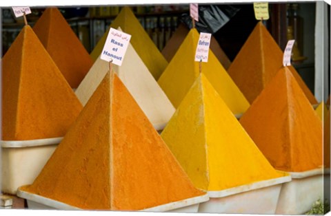 Framed Spices in Old City, Market, Essaouira, Morocco, Africa Print