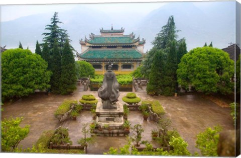 Framed Sunset View of Qu Yuan Temple, Yangtze River, China Print