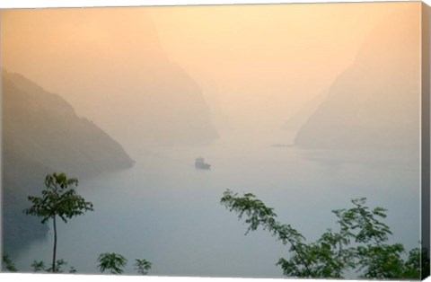 Framed Sunset View of Xiling Gorge, Three Gorges, Yangtze River, China Print