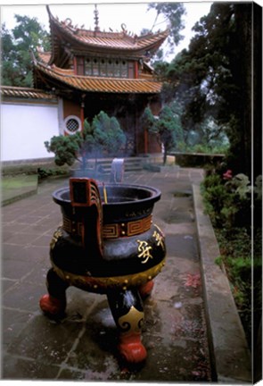 Framed Temple and Incense Burning, Bamboo Village, Kunming, Yunnan Province, China Print