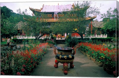 Framed Temple Beauty of Bamboo Village, Kunming, China Print