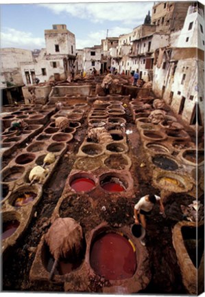 Framed Tannery Vats in the Medina, Fes, Morocco Print