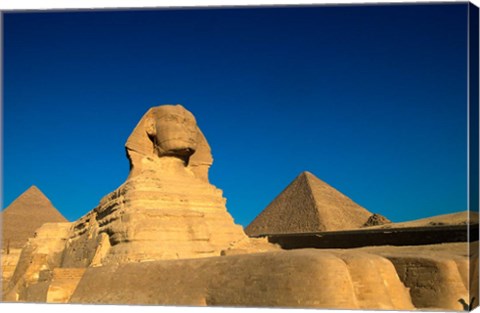 Framed Sphinx, Pyramids at Giza, Egypt Print