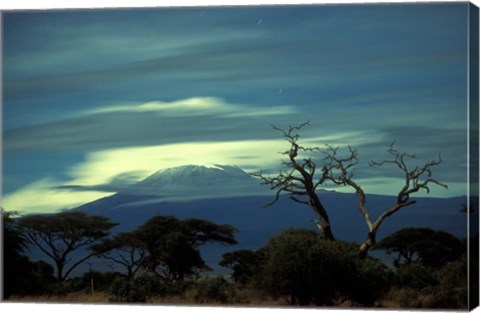 Framed Summit of Mount Kilimanjaro, Amboseli National Park, Kenya Print