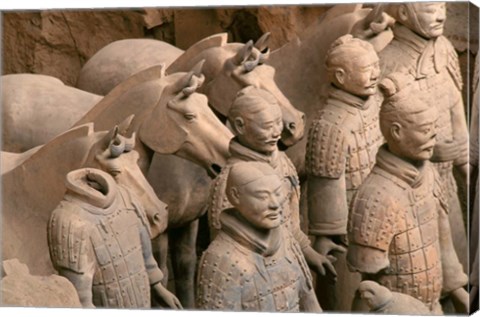 Framed Terra Cotta Warriors and Horses at Emperor Qin Shihuangdi&#39;s Tomb, China Print