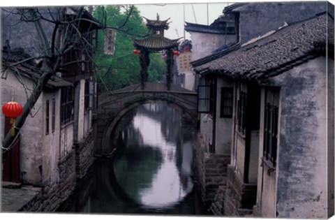 Framed Stone Arch Bridge Over Grand Canal in Ancient Watertown, China Print