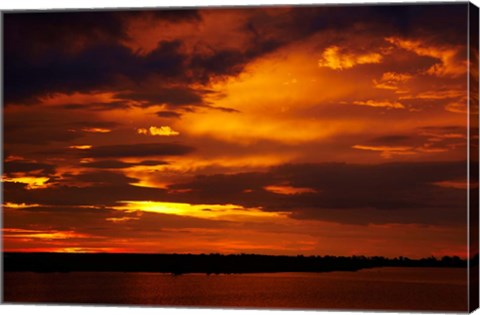 Framed Sunset over Chobe River, Chobe Safari Lodge, Kasane, Botswana, Africa Print