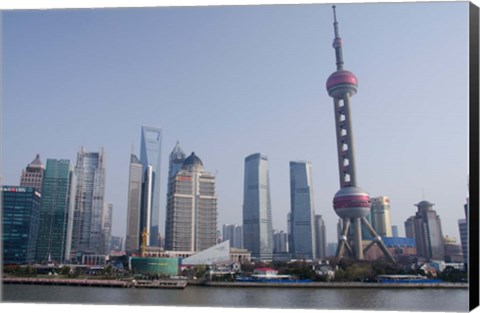 Framed View from The Bund of the modern Pudong area, Shanghai, China Print