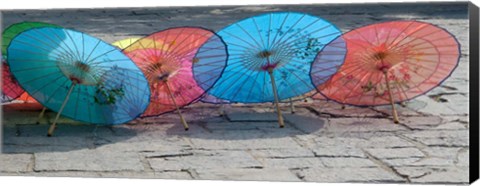 Framed Umbrellas For Sale on the Streets, Shandong Province, Jinan, China Print