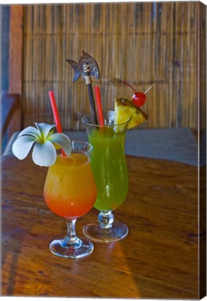 Framed Tropical cocktails, Fregate Resort island, Seychelles Print