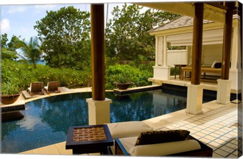 Framed Villa at Banyan Tree Resort on Mahe Island, Seychelles Print