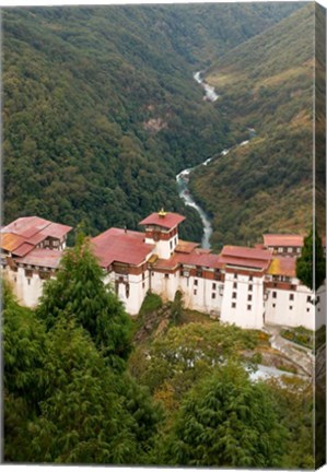 Framed Trongsa Dzong Fortress, Bhutan rice terraces Print