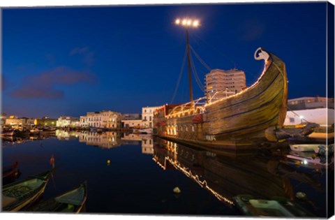 Framed Tunisia, Bizerte, Old Port, floating restaurant Print