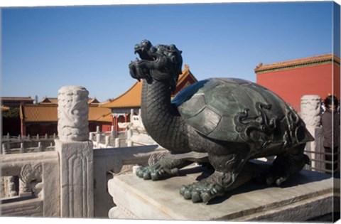 Framed Turtle statue, Chinese symbol, Forbidden City, Beijing Print