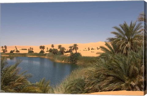 Framed Umm El Ma Lake, Erg Awbari, Sahara Desert, Fezzan, Libya Print