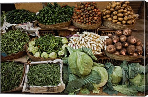 Framed Vegetables for sale, street market, Luxor, Egypt Print