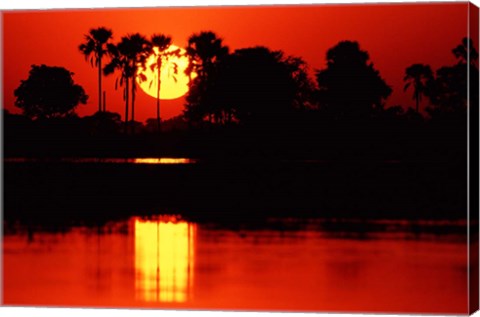 Framed Tropical Sunset in North Central Botswana Print