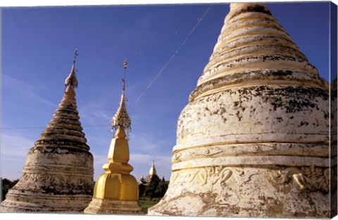 Framed Whitewashed Stupas, Bagan, Myanmar Print