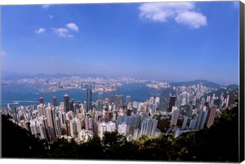 Framed View of City from Victoria Peak, Hong Kong, China Print