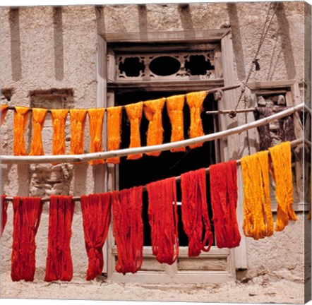 Framed Wool drying textile, Ghazni, Afghanistan Print