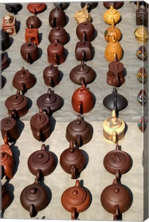 Framed Yixing Teapots For Sale at a Street Market, Shandong Province, Jinan, China Print