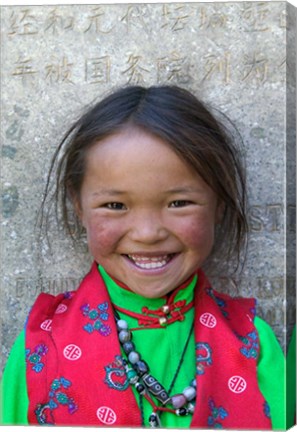 Framed Young Tibetan Girl, Sakya Monastery, Tibet, China Print