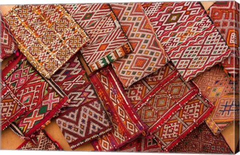 Framed Woven Fabrics, Essaouira, Morocco Print