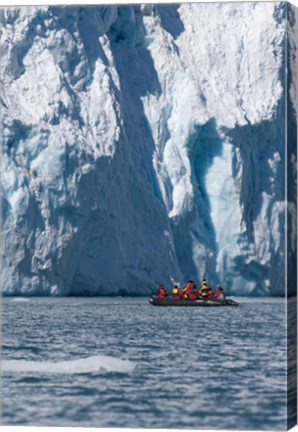 Framed Zodiac with iceberg in the ocean, Antarctica Print