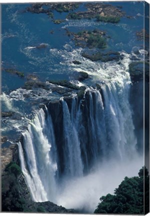 Framed Zambezi River Flowing over Victoria Falls, Mosi-Oa-Tunya National Park, Zambia Print