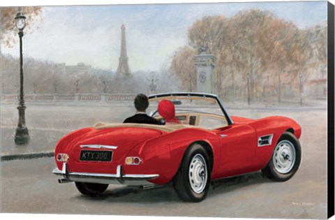 Framed Ride in Paris III Red Car Print