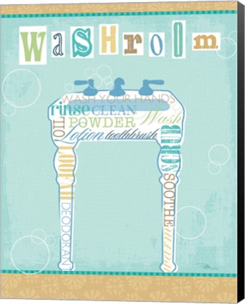 Framed Bathroom Words Sink II Print
