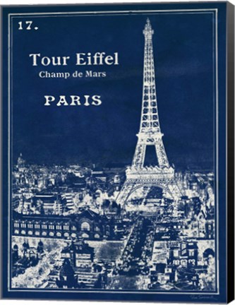 Framed Blueprint Eiffel Tower Print