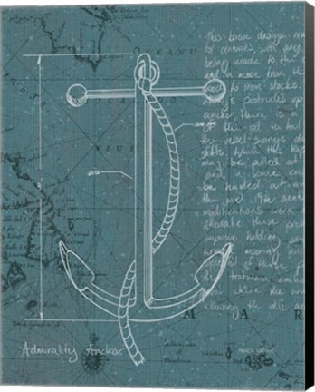 Framed Coastal Blueprint VIII Dark Print