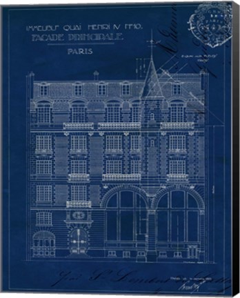 Framed Quai Henri Blueprint I Print