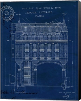 Framed Quai Henri Blueprint II Print