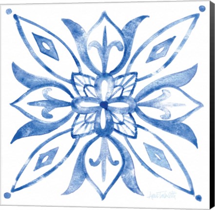 Framed Tile Stencil II Blue Print