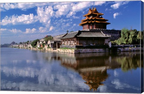 Framed China, Beijing, Tower and moat guard, Forbidden City Print