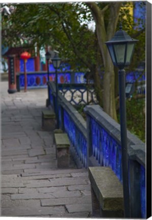 Framed Blue Temple walkway, Fengdu, Chongqing Province, China Print