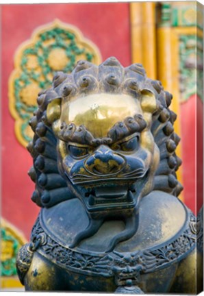 Framed Bronze Lion, The Forbidden City, Beijing, China Print