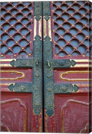 Framed Hall of Supreme Harmony-door detail, The Forbidden City, Beijing, China Print