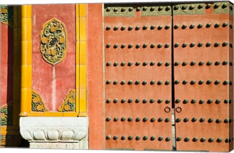 Framed Inner Courtyard doors, The Forbidden City, Beijing, China Print