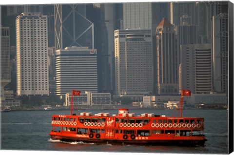 Framed Star Ferry in Hong Kong Harbor, Hong Kong, China Print