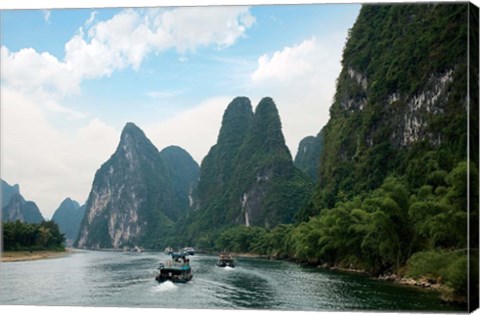 Framed China, Guilin, Li River, Boats along the River Print