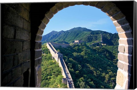 Framed China, Huairou, Mutianyu, Great Wall, turret window Print